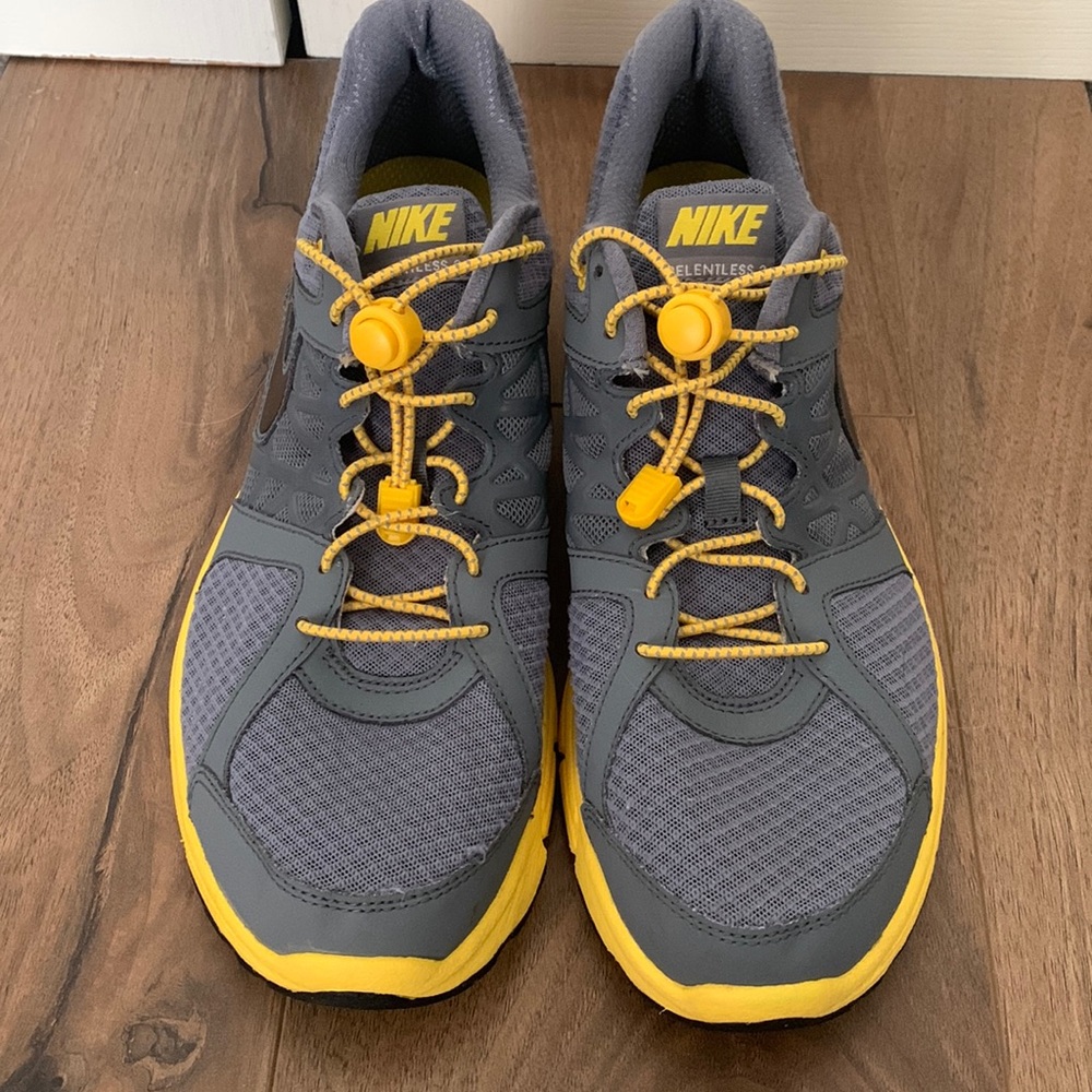 Nike Relentless 2 Running Shoes- Size 13- Gray/Yellow with no tie shoe laces